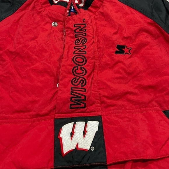 Vintage University of Wisconsin Badgers Starter NCAA College Zip Up Puffy Jacket - Picture 5 of 12